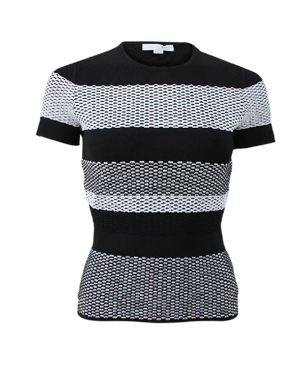 Bi-Color Mesh Stripe Tee