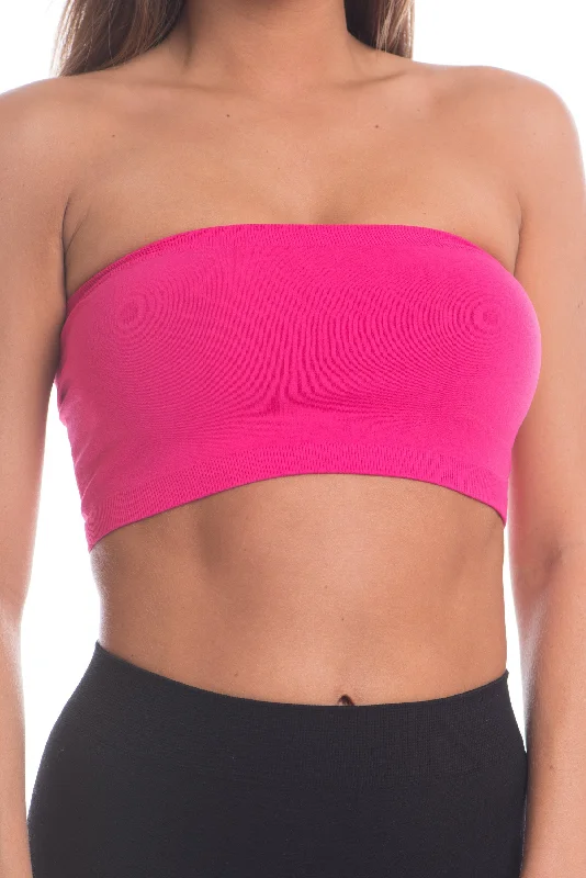 Just That Easy Fuchsia Pink Bandeau Top