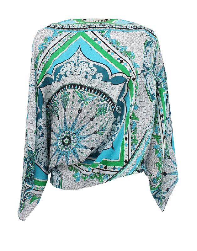 Wheel Print Poncho Top