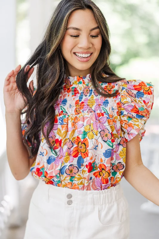 Ready For The Day Pink Ditsy Floral Blouse