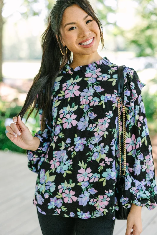 Ready For The Day Black Floral Blouse