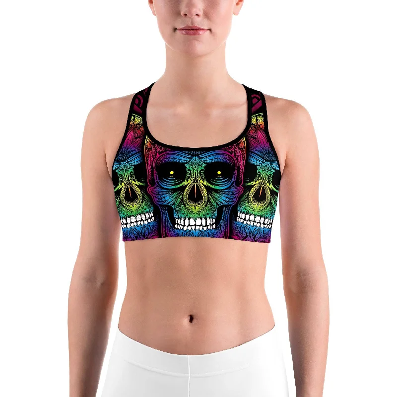 Rainbow Skull Sports bra