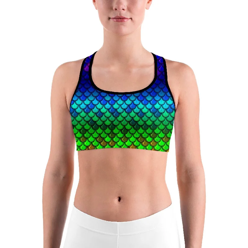 Rainbow Colored Mermaid Sports bra