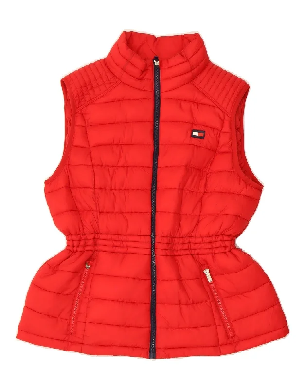 TOMMY HILFIGER Womens Padded Gilet UK 14 Large Red Nylon