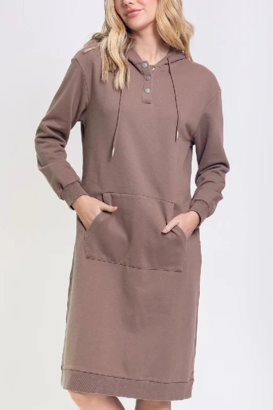 HOODIE DRESS 42" (BROWN)