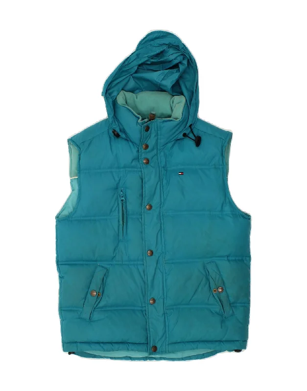 TOMMY HILFIGER Womens Hooded Padded Gilet US 12 Large Blue Nylon