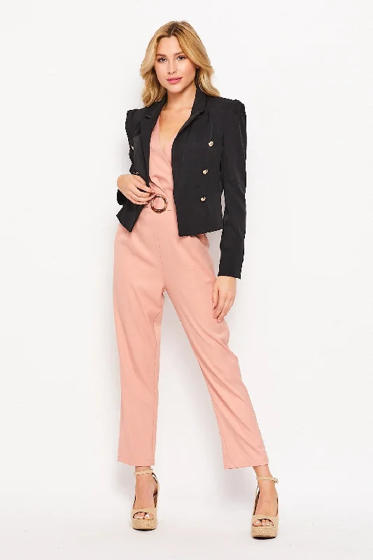 The Double Button Long Sleeve Short Blazer