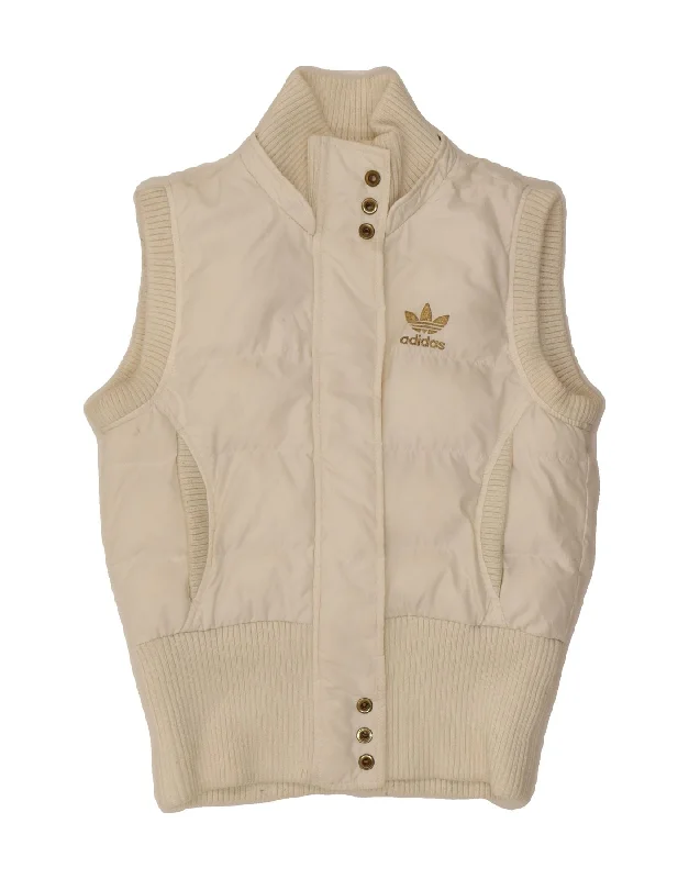 ADIDAS Womens Padded Gilet IT 42 Medium Off White Polyester