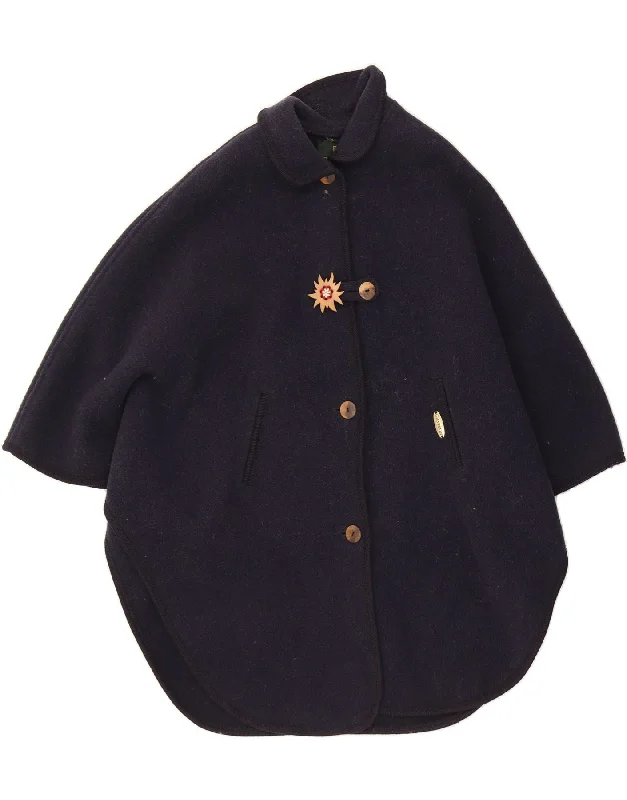 GIESSWEIN Womens Poncho Coat US 10 Large Navy Blue Wool