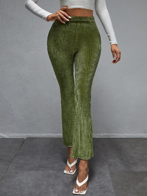 Elegant Plain High Waist Long Women Pants