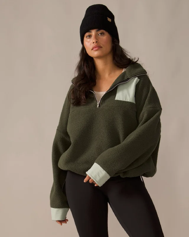 Sutton Polar Fleece Pullover - Forest Moss