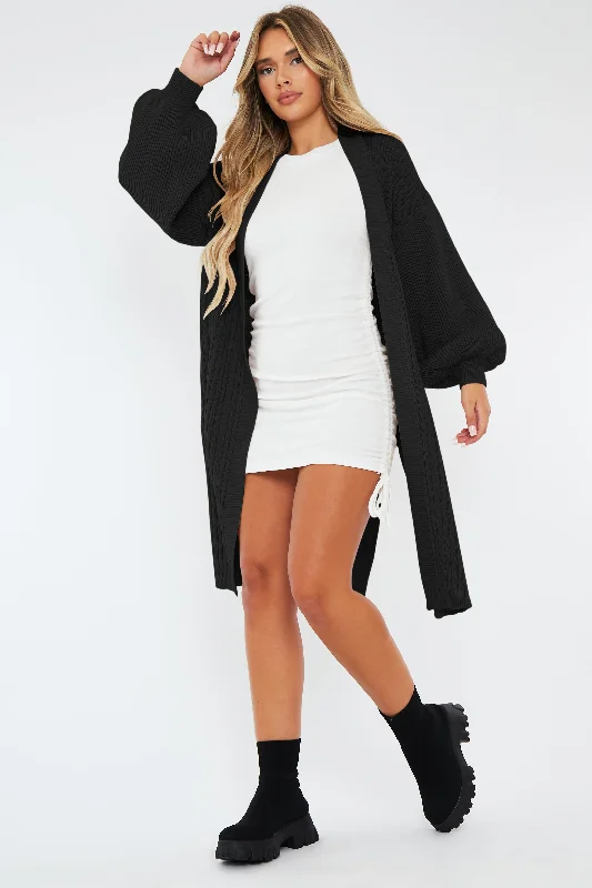 Black Cable Knit Cardigan - Alice