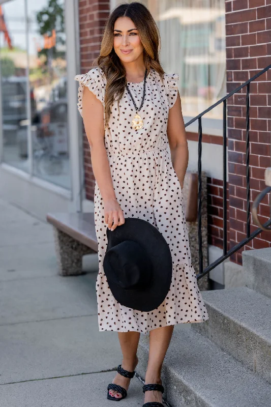 Splotched Cinched Neck Midi Dress