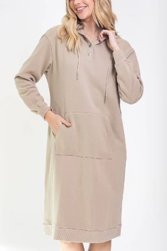 HOODIE DRESS 42" (KHAKI)