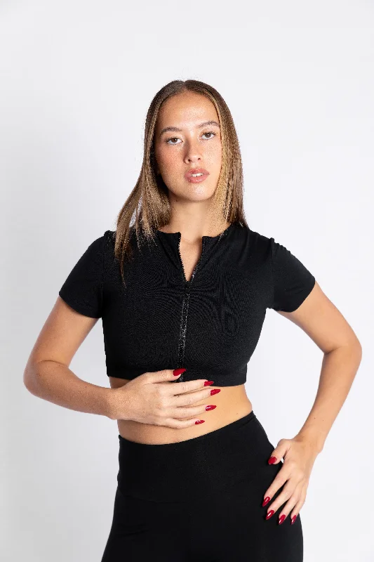 ZIPPED CROPPED TEE