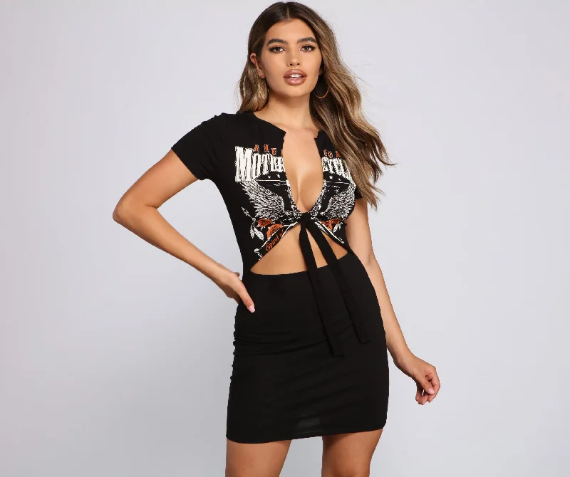 Baddie Chic Tie Front Mini Dress