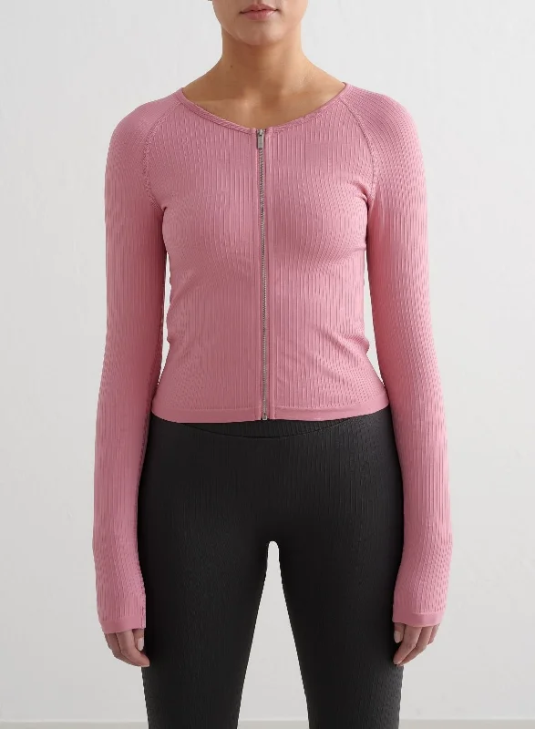 Desert Rose Ribbed Seamless Zip Jacket