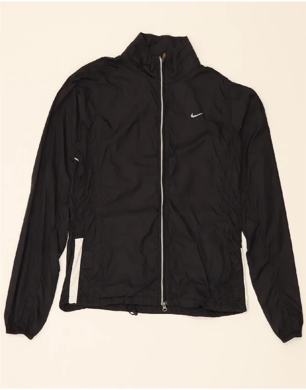 NIKE Womens Rain Jacket UK 10 Small Black Colourblock Nylon