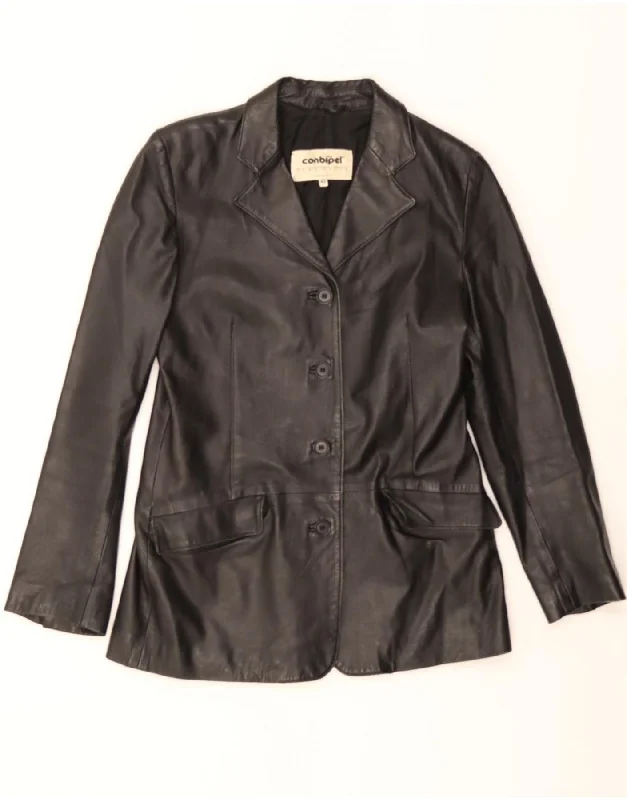 CONBIPEL Womens Leather Jacket IT 42 Medium Black Leather