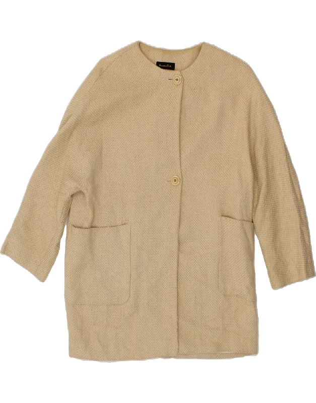 MASSIMO DUTTI Womens Oversized 3/4 Sleeve Overcoat UK 10 Small Beige