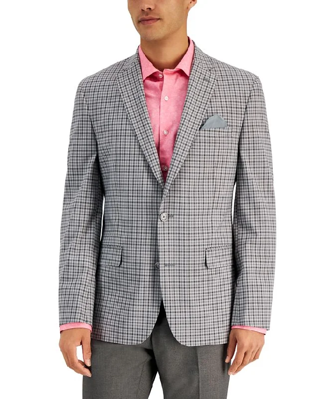 Men's Slim Fit Patterned Blazer Gray Size 44