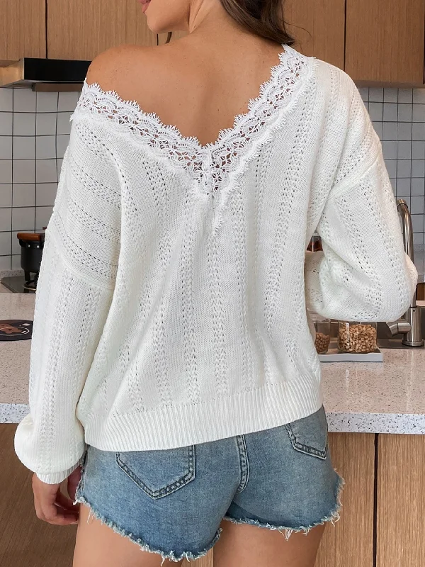 Casual Plain Rib-Knit Long Sleeve Round Neck Regular Women Sweater