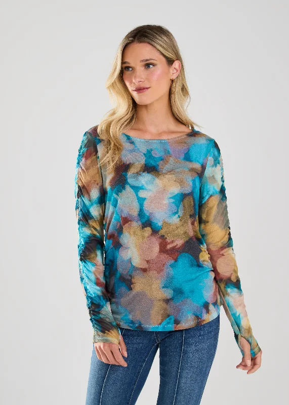 Mix-Media Mesh Printed Top