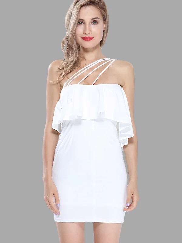 Wholesale White Strapless Sleeveless Bodycon Hem Mini Dress