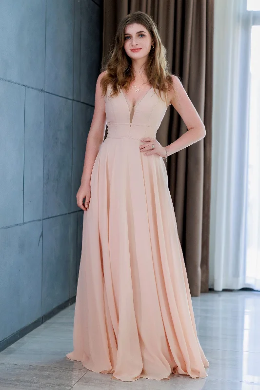 A-Line Floor Length Chiffon Bridesmaid Dress CB0716