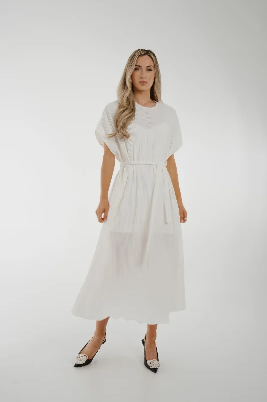 Jasmine Tie Waist Dress In Cream