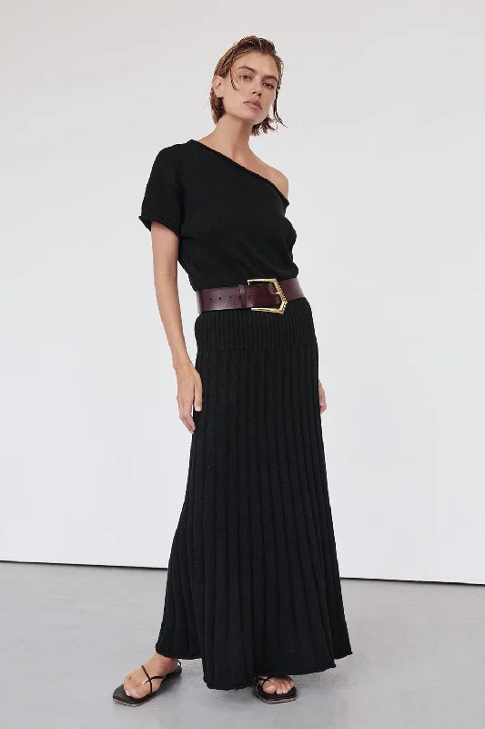 RICK BLACK ASYM KNIT MIDI DRESS