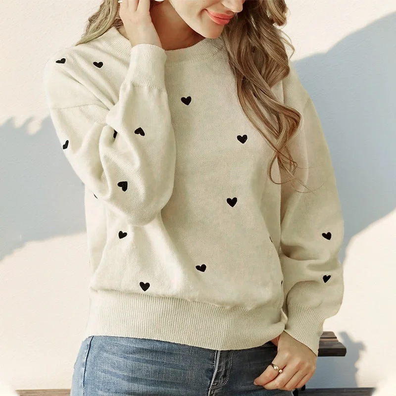 Heart Crew Neck Sweater Wholesale Womens Clothing N3824062800007