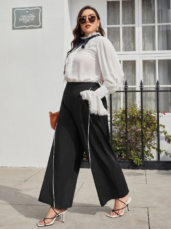 Plain Zipper Long Plus Size Pants