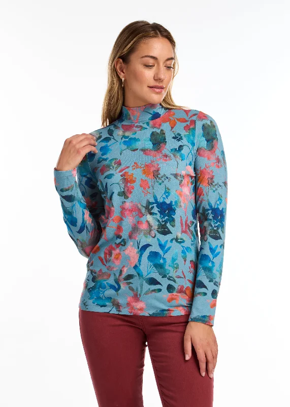 Long-Sleeve Mock Neck Top