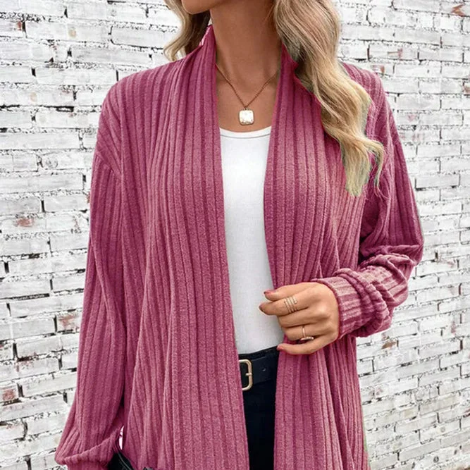 Long Sleeve Solid Colour Loose Cardigan Jacket Wholesale Womens Clothing