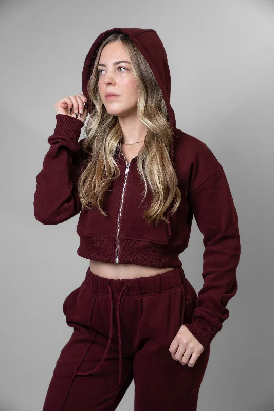 Luxury Loungewear Crop Zip Hoodie