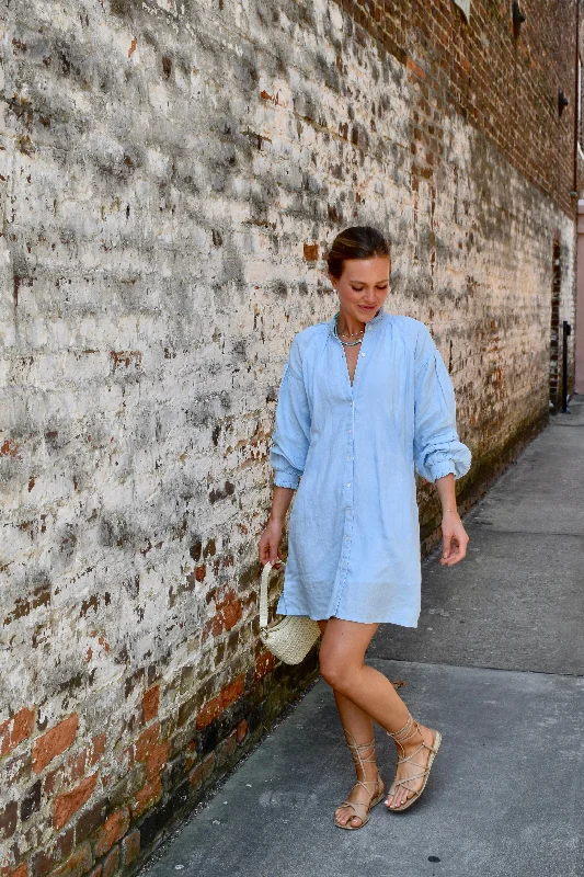 Geneva Mini Dress Sky Blue Linen