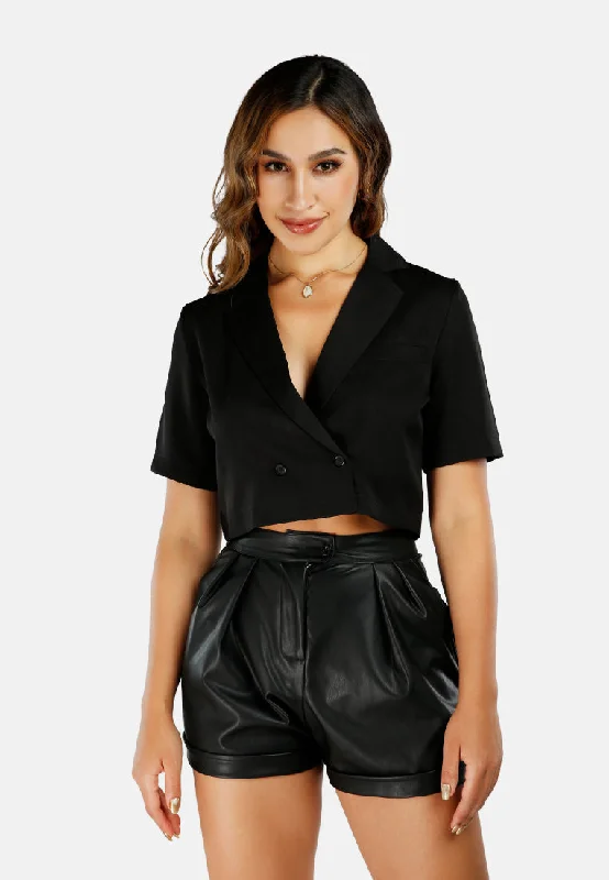 Short Sleeved Cropped Blazer Jacket