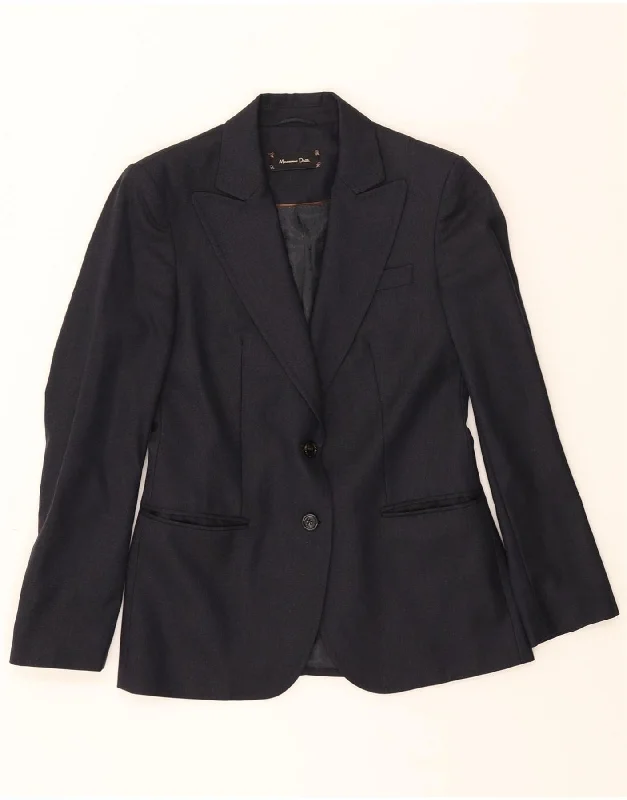 MASSIMO DUTTI Womens 2 Button Blazer Jacket EU 38 Small Navy Blue