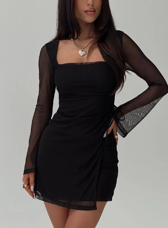 Martinez Long Sleeve Mini Dress Black