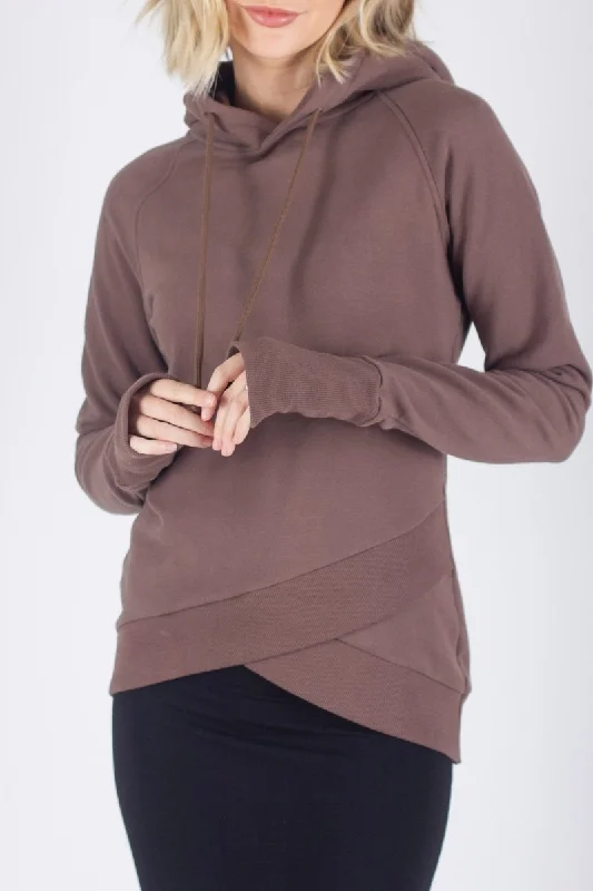 CROSSOVER HEM HOODIE (BROWN)