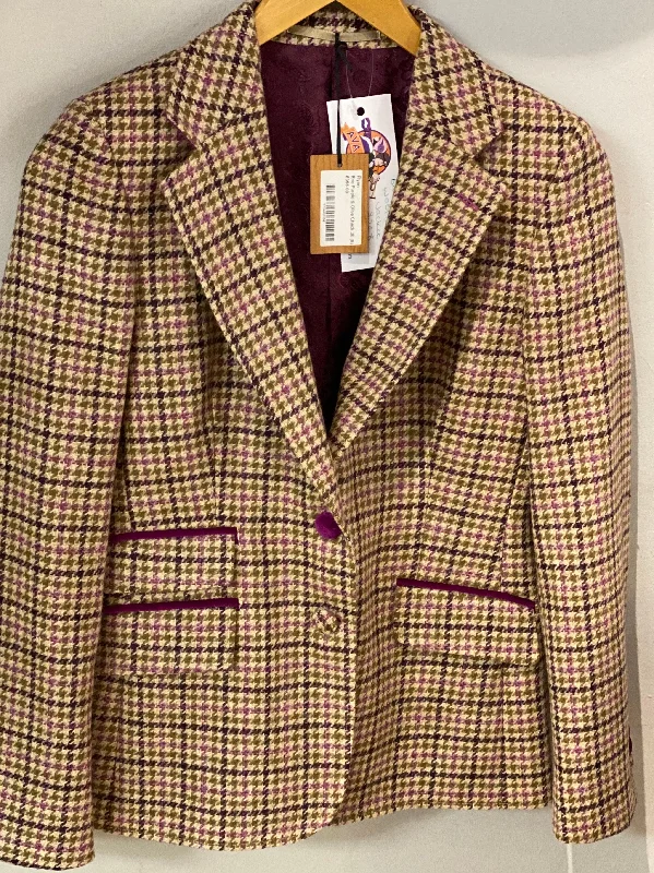 Flynn Eve Jacket Wool Plum & Olive Check UK size 8 (36) RRP £398 BNWT