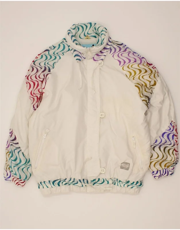 VINTAGE Womens Oversized Windbreaker Jacket EU 40 Medium White