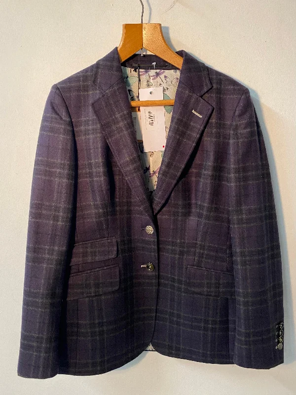 Flynn Lamont Country Jacket Wool Navy Check UK Size 8 BNWT RRP £398