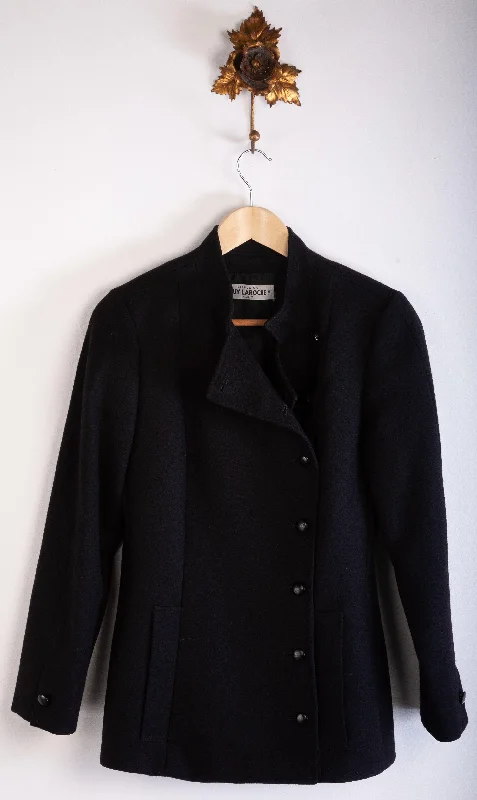 Guy Laroche Diffusion Jacket Black 100% Wool Size Eur36 UK8