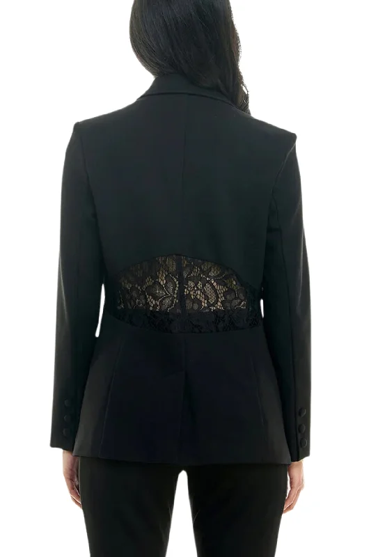 Lace Blazer in Very Black