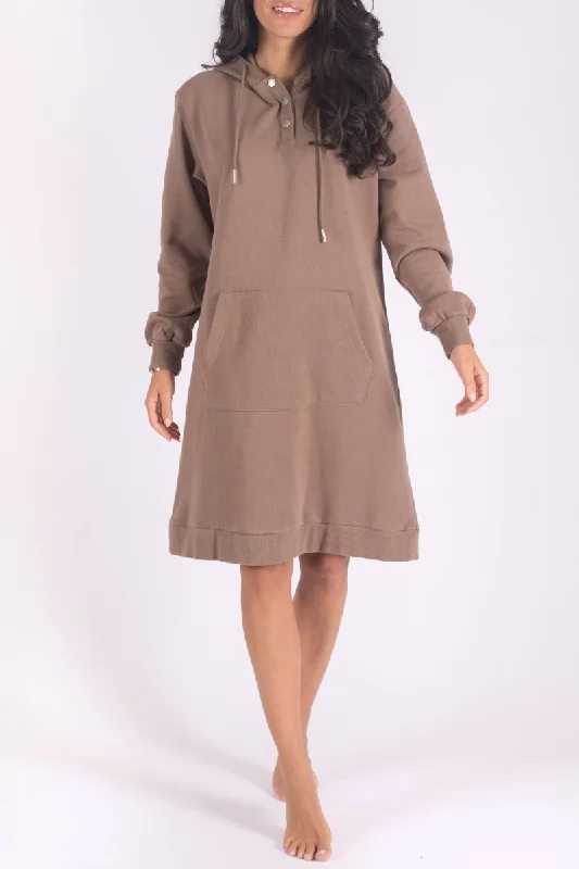 HOODIE DRESS 38" (BROWN)