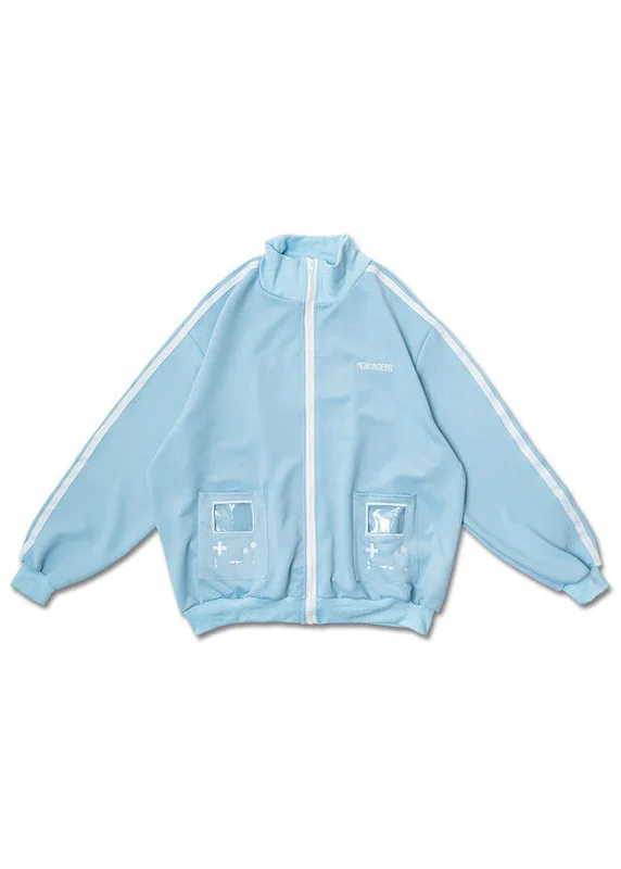 Game Over Pastel Blue Jersey Oversized Jacket