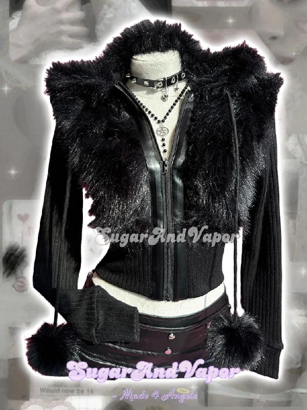 Vivian Dark Faux Fur Hooded Jacket