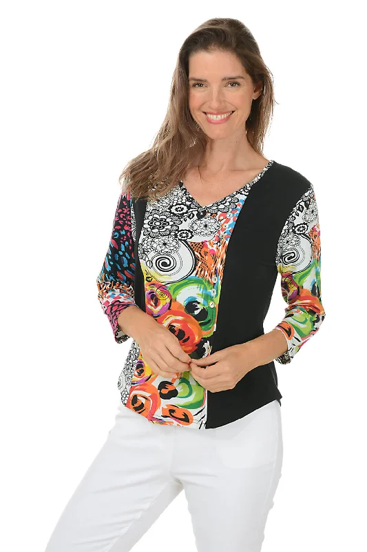 Eliza V-Neck Offset Button Top